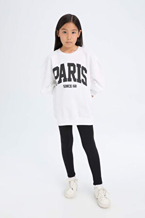 DeFacto Kız Çocuk 2'li Takım Baskılı Sweatshirt Uzun Tayt D6453A8NSWT34