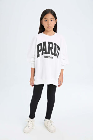 DeFacto Kız Çocuk 2'li Takım Baskılı Sweatshirt Uzun Tayt D6453A8NSWT34