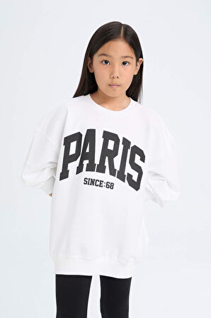 DeFacto Kız Çocuk 2'li Takım Baskılı Sweatshirt Uzun Tayt D6453A8NSWT34