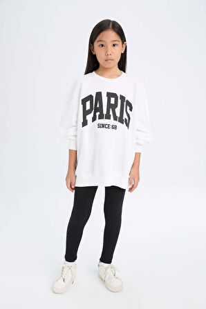 DeFacto Kız Çocuk 2'li Takım Baskılı Sweatshirt Uzun Tayt D6453A8NSWT34
