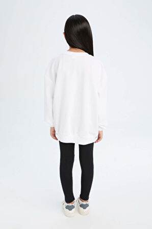 DeFacto Kız Çocuk 2'li Takım Baskılı Sweatshirt Uzun Tayt D6453A8NSWT34