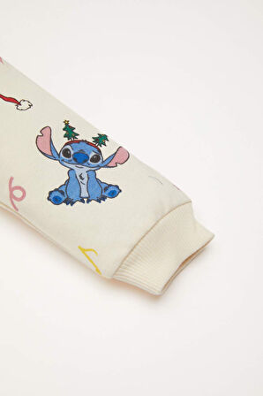 DeFacto Kız Bebek 2'li Takım Disney Lilo & Stitch Bisiklet Yaka Sweatshirt Beli Lastikli Eşofman Altı D6704A524WNBG744