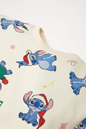 DeFacto Kız Bebek 2'li Takım Disney Lilo & Stitch Bisiklet Yaka Sweatshirt Beli Lastikli Eşofman Altı D6704A524WNBG744