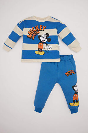 DeFacto Erkek Bebek 2'li Takım Disney Mickey & Minnie Bisiklet Yaka Sweatshirt Eşofman Altı D6857A524WNBE410