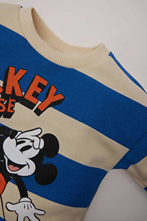 DeFacto Erkek Bebek 2'li Takım Disney Mickey & Minnie Bisiklet Yaka Sweatshirt Eşofman Altı D6857A524WNBE410