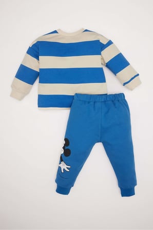 Erkek Bebek 2'li Takım Disney Mickey & Minnie Bisiklet Yaka Sweatshirt Eşofman Altı
