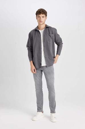 DeFacto %100 Pamuk Regular Fit Basic Düz Uzun Kollu Gömlek D7406AX24AUAR58