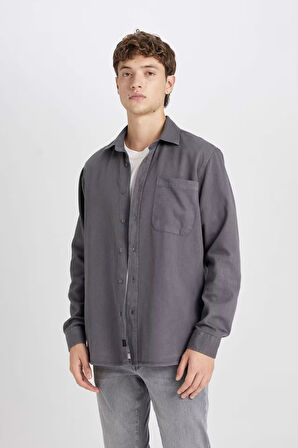 DeFacto Regular Fit Basic Düz Pamuklu Uzun Kollu Gömlek D7406AX24AUAR58