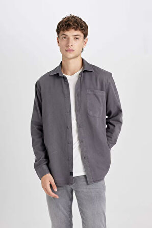 DeFacto Regular Fit Basic Düz Pamuklu Uzun Kollu Gömlek D7406AX24AUAR58