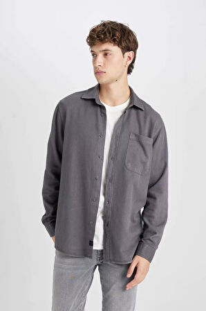 DeFacto Regular Fit Basic Düz Pamuklu Uzun Kollu Gömlek D7406AX24AUAR58