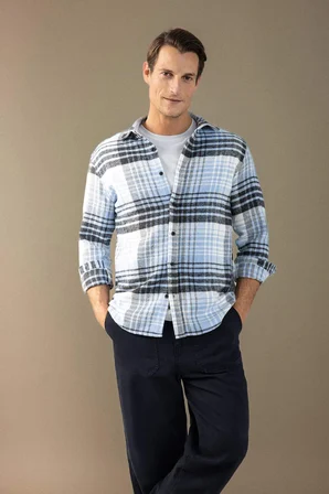 DeFacto Regular Fit Kareli Oduncu Flanel Uzun Kollu Gömlek S9275AZ24AUBE524