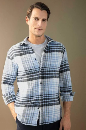 DeFacto Regular Fit Kareli Oduncu Flanel Uzun Kollu Gömlek S9275AZ24AUBE524