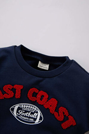 DeFacto Erkek Bebek 2'li Takım Bisiklet Yaka Baskılı Sweatshirt Beli Lastikli Eşofman Altı D7655A524WNNV256