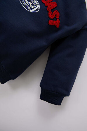 DeFacto Erkek Bebek 2'li Takım Bisiklet Yaka Baskılı Sweatshirt Beli Lastikli Eşofman Altı D7655A524WNNV256