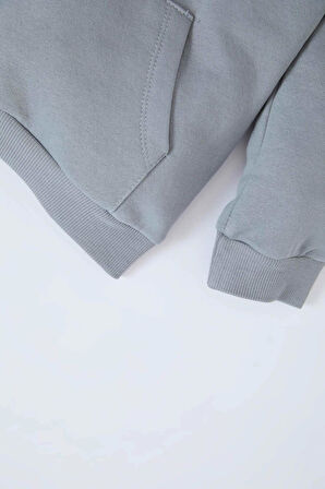 Erkek Bebek 2'li Takım Bisiklet Yaka Baskılı Sweatshirt Beli Lastikli Eşofman Altı