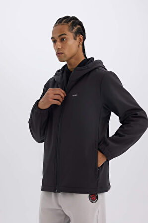 DeFactoFit Su İtici Regular Fit Kapüşonlu Fermuarlı Softshell Mont D6178AX25SPAR220