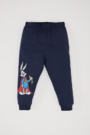 DeFacto Erkek Bebek Looney Tunes Pijama Takımı Penye Bisiklet Yaka Uzun Kollu Üst Beli Lastikli Uzun Alt D5354A524WNNV256