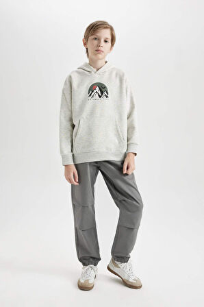 DeFacto Erkek Çocuk Oversize Geniş Kalıp Baskılı Kapüşonlu Sweatshirt D5387A824WNER123
