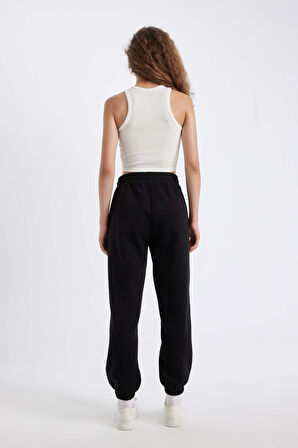 DeFacto Standart Fit Kalın Jogger Eşofman Altı Bel Paça Lastikli Basic Düz Uzun Boy S7370AZ24WNBK81