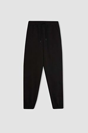 DeFacto Standart Fit Kalın Jogger Eşofman Altı Bel Paça Lastikli Basic Düz Uzun Boy S7370AZ24WNBK81