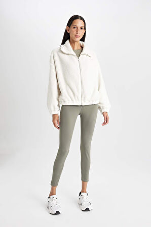 DeFacto Oversize Geniş Kalıp Polo Yaka Welsoft Pelüş Fermuarlı Hırka C8229AX24WNER105