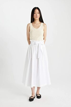 DeFacto A Kesim Normal Bel Poplin Maxi Etek C7238AX24SMWT83