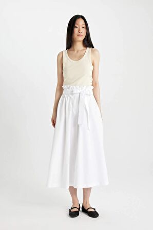 DeFacto A Kesim Normal Bel Poplin Maxi Etek C7238AX24SMWT83