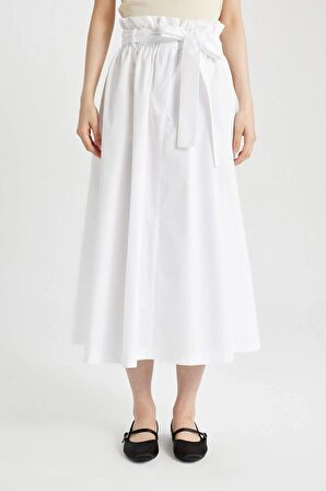 DeFacto A Kesim Normal Bel Poplin Maxi Etek C7238AX24SMWT83