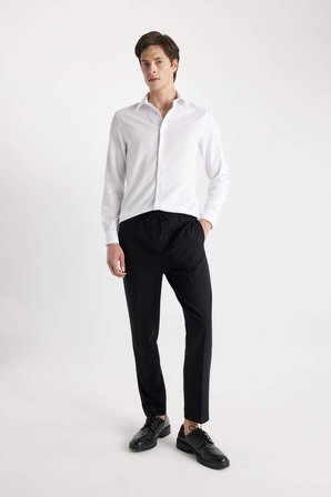 DeFacto Modern Fıt Polo Yaka Poplin Uzun Kollu Gömlek R4340AZNSWT60