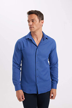 DeFacto Modern Fit Polo Yaka Poplin Uzun Kollu Gömlek R4340AZNSIN239