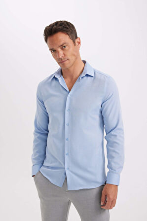 DeFacto Modern Fit Polo Yaka Poplin Uzun Kollu Gömlek R4340AZNSBE809
