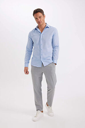 DeFacto Modern Fit Polo Yaka Poplin Uzun Kollu Gömlek R4340AZNSBE809