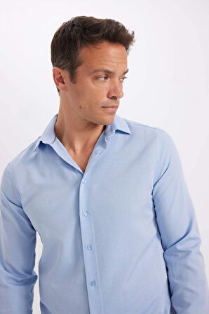 DeFacto Modern Fit Polo Yaka Poplin Uzun Kollu Gömlek R4340AZNSBE809