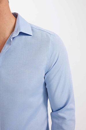 DeFacto Modern Fit Polo Yaka Poplin Uzun Kollu Gömlek R4340AZNSBE809