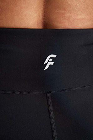 DeFactoFit Siyah Yüksek Bel Beli Saran Biker Esnek Kısa Basic Düz Sporcu Tayt Z6741AZ24AUBK81