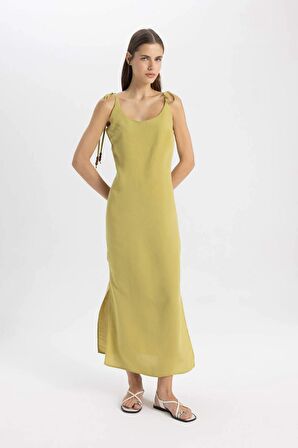 DeFacto Straight Fit Yuvarlak Yaka Modal Askılı Maxi Elbise C8231AX24SMKH258