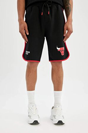 DeFactoFit NBA Chicago Bulls Standart Fit Cepli Bermuda Şort A3822AX24SMBK81
