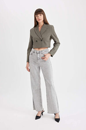 Crop Ceket Yaka Blazer Ceket