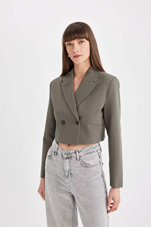 Crop Ceket Yaka Blazer Ceket