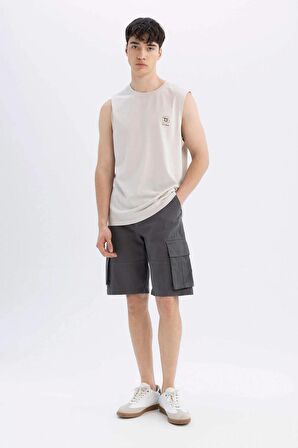 DeFacto Relax Fit Düz Paça Gabardin Bermuda Şort C5382AX24SMAR82