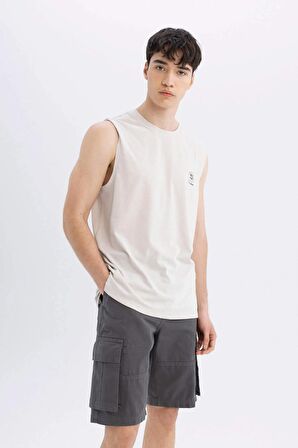 DeFacto Relax Fit Düz Paça Gabardin Bermuda Şort C5382AX24SMAR82