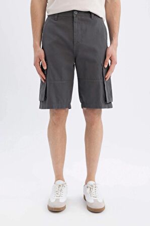 DeFacto Relax Fit Düz Paça Gabardin Bermuda Şort C5382AX24SMAR82