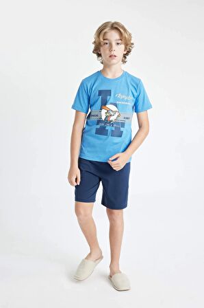 DeFacto Erkek Çocuk Pijama Takımı Baskılı Kısa Kollu Üst Şort C7911A824SMBE277