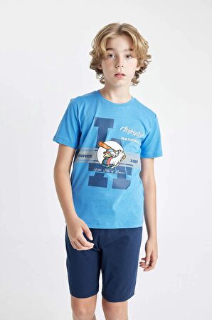 DeFacto Erkek Çocuk Pijama Takımı Baskılı Kısa Kollu Üst Şort C7911A824SMBE277