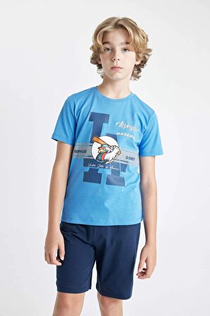 DeFacto Erkek Çocuk Pijama Takımı Baskılı Kısa Kollu Üst Şort C7911A824SMBE277