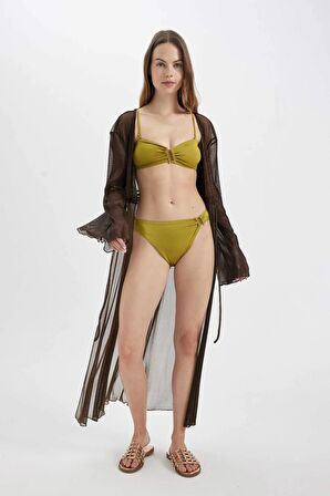 DeFacto Fall in Love Parlak Tül Kumaş Uzun Kimono C5142AX24SMBN328