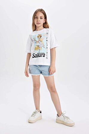 DeFacto Kız Çocuk Baskılı Oversize Geniş Kalıp Kısa Kollu Tişört C5948A824HSWT34