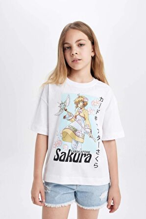 DeFacto Kız Çocuk Baskılı Oversize Geniş Kalıp Kısa Kollu Tişört C5948A824HSWT34