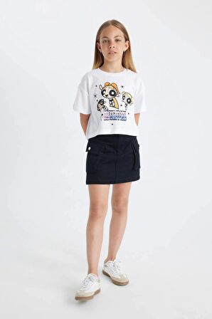 DeFacto Kız Çocuk PowerPuff Girls Bisiklet Yaka Kısa Kollu Tişört C5940A824HSWT36