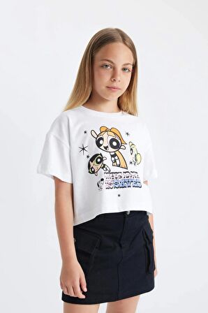 DeFacto Kız Çocuk PowerPuff Girls Bisiklet Yaka Kısa Kollu Tişört C5940A824HSWT36